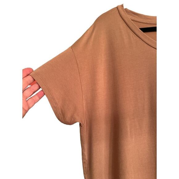 Ann Taylor LOFT Women's Sleep Short Sleeve High-Low Hem Pajama Top Size M Tan - Picture 2 of 7